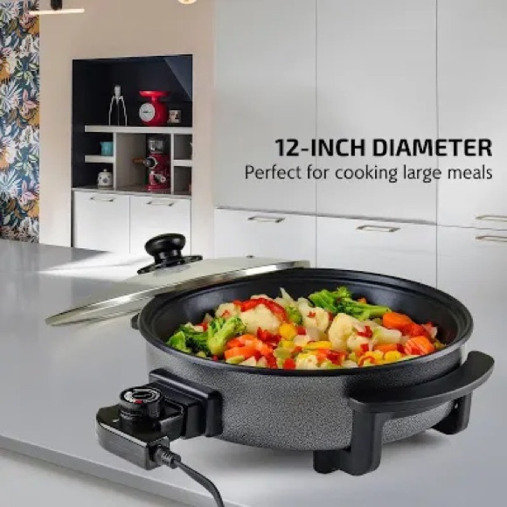 Ovente Electric Skillet with Tempered Glass Lid - Picture 6 of 9